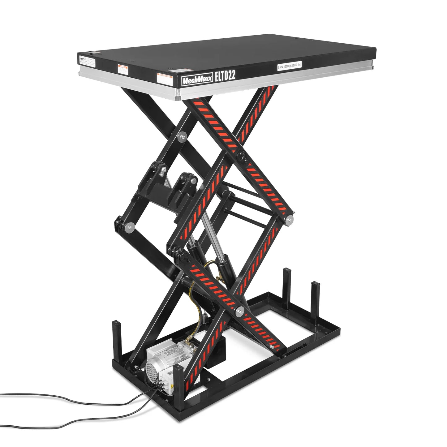 2200 lbs Capacity Stationary Electric Hydraulic Double Scissor Lift Table – 51.2" x 32.3" Platform, 70.1" Lift Height, UL Certified Motor, ELTD22