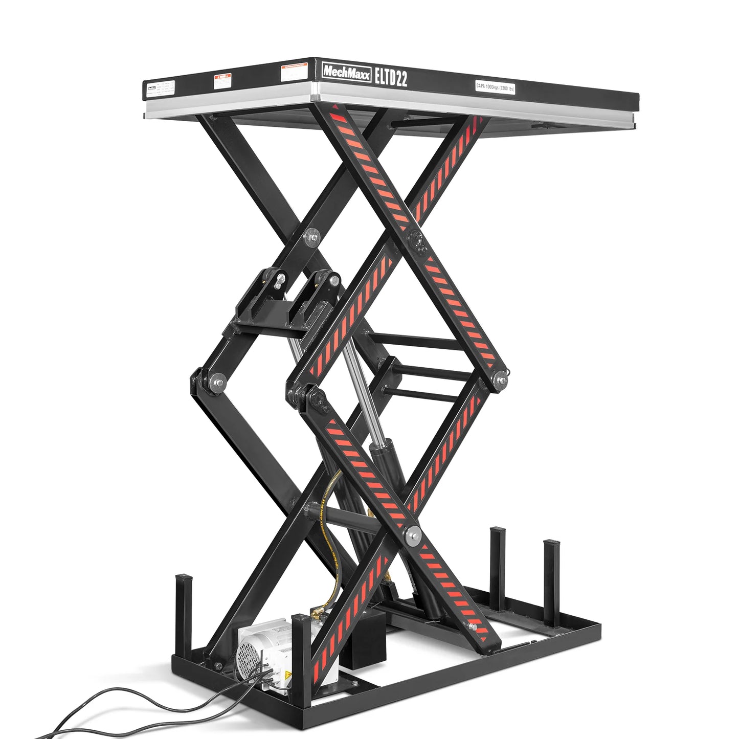 2200 lbs Capacity Stationary Electric Hydraulic Double Scissor Lift Table – 51.2" x 32.3" Platform, 70.1" Lift Height, UL Certified Motor, ELTD22