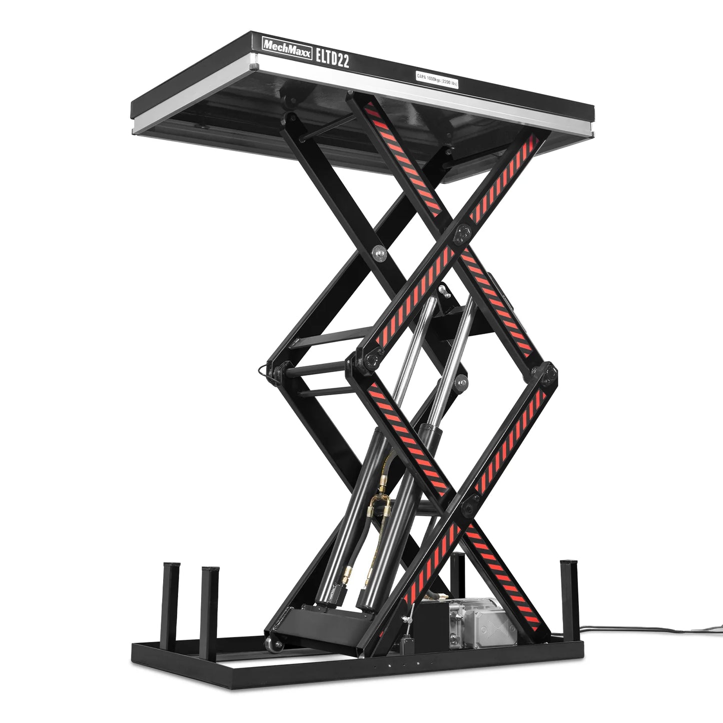 2200 lbs Capacity Stationary Electric Hydraulic Double Scissor Lift Table – 51.2" x 32.3" Platform, 70.1" Lift Height, UL Certified Motor, ELTD22