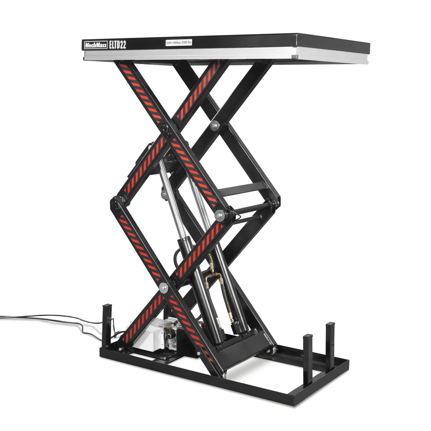 2200 lbs Capacity Stationary Electric Hydraulic Double Scissor Lift Table – 51.2" x 32.3" Platform, 70.1" Lift Height, UL Certified Motor, ELTD22