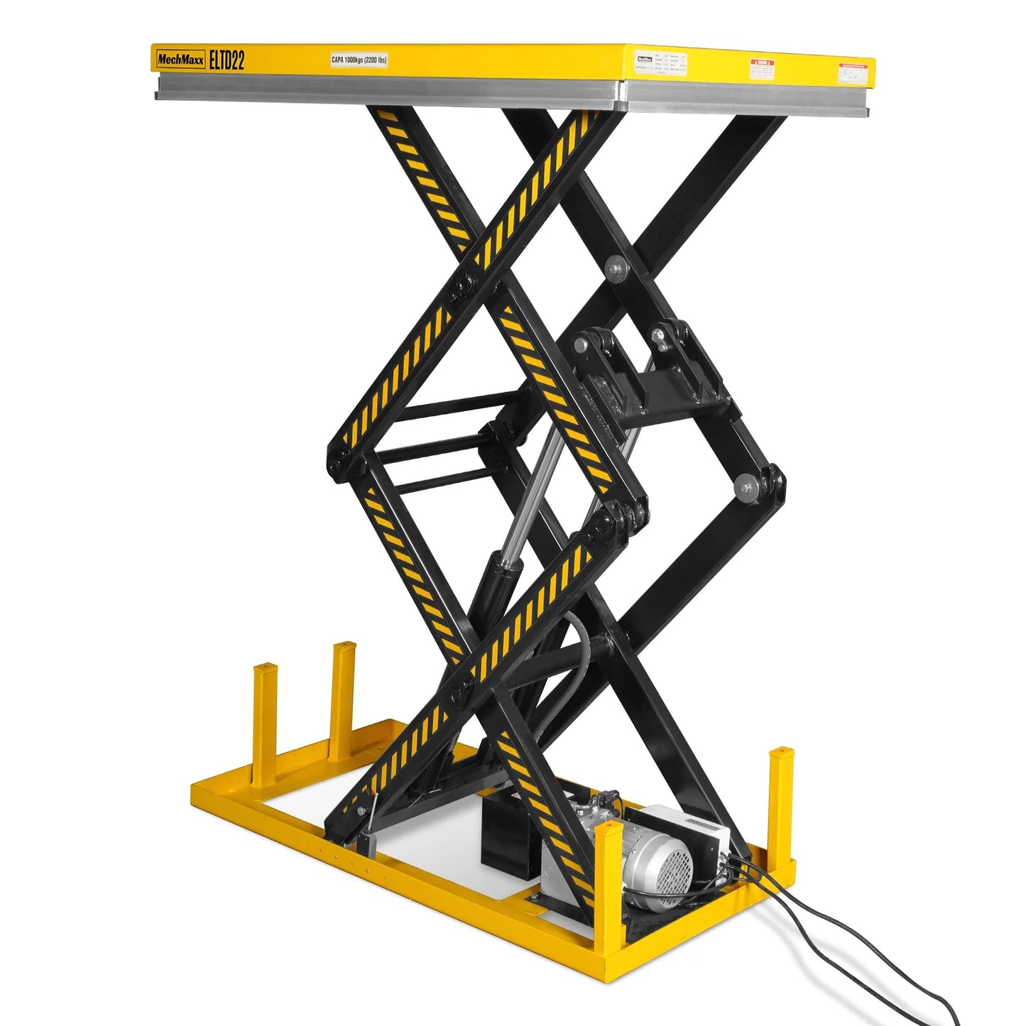 2200 lbs Capacity Stationary Electric Hydraulic Double Scissor Lift Table – 51.2" x 32.3" Platform, 70.1" Lift Height, UL Certified Motor, ELTD22