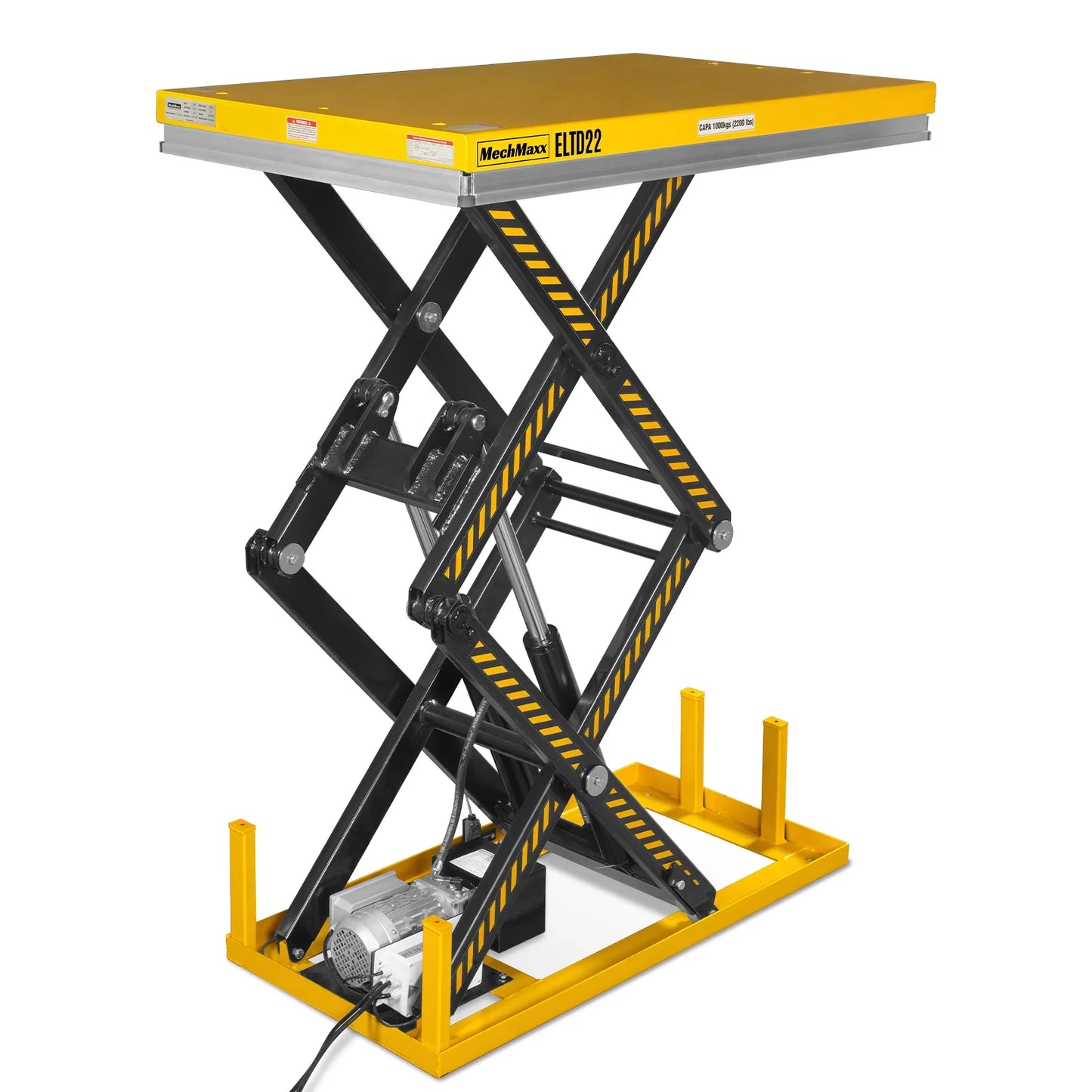 2200 lbs Capacity Stationary Electric Hydraulic Double Scissor Lift Table – 51.2" x 32.3" Platform, 70.1" Lift Height, UL Certified Motor, ELTD22