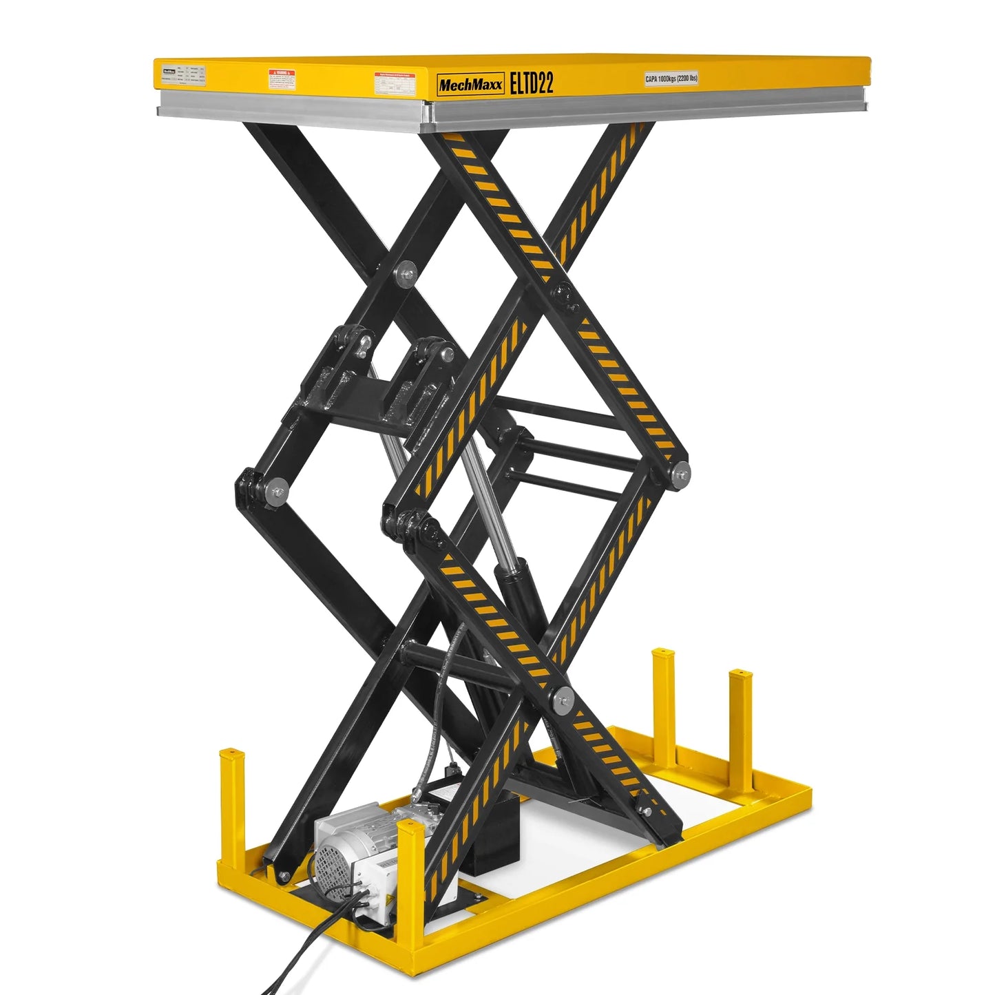 2200 lbs Capacity Stationary Electric Hydraulic Double Scissor Lift Table – 51.2" x 32.3" Platform, 70.1" Lift Height, UL Certified Motor, ELTD22