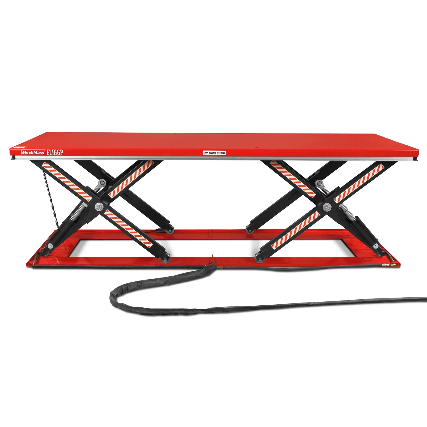 Stationary Electric Hydraulic Parallel Double Scissor Lift Table 6600lb Capacity, 112.9” x 39.4”Platform, 34.3”Lift Height,UL Certified Motor, ELT66P