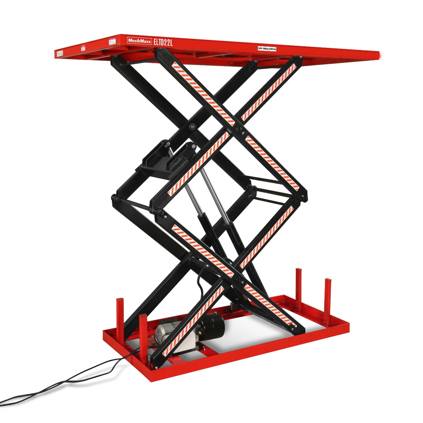 2200 lbs Capacity Stationary Powered Hydraulic Double Scissor Lift Table,86.6" x 51.2" Platform,94.5" Lift Height, UL Certified Moto, ELTD22L