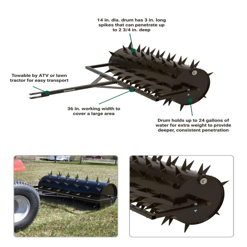 Strongway Drum Spike Lawn Aerator — 36in.W, 78 Spikes