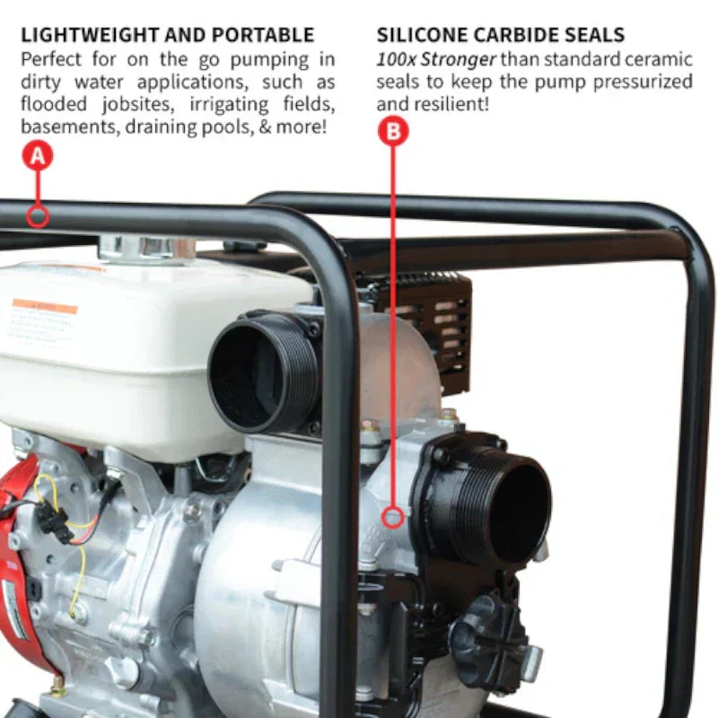 Tomahawk 3" Industrial Full Trash/Water Utility Pump, Honda GX270