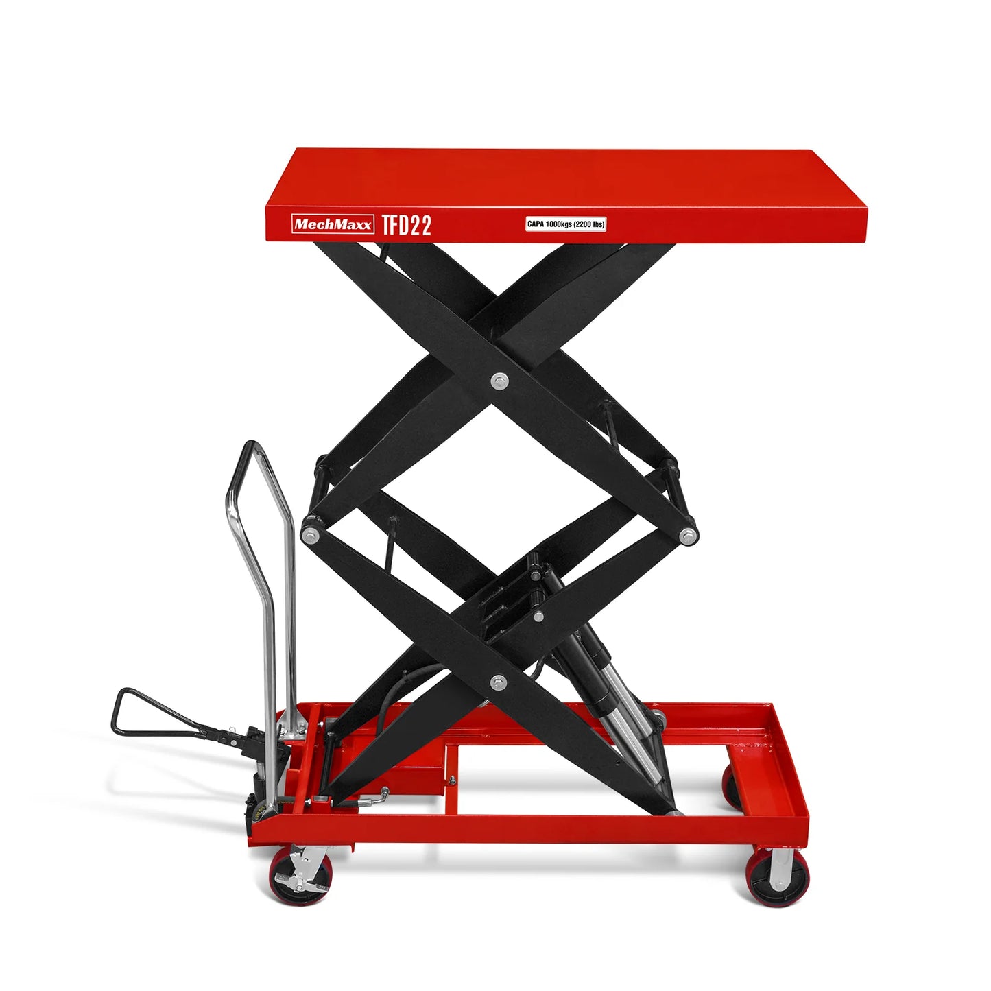 Mobile Double Scissor Lift Table Cart 2200lbs Capacity, Platform Size, 47.2” x 24”, Height 66.9” , TFD22