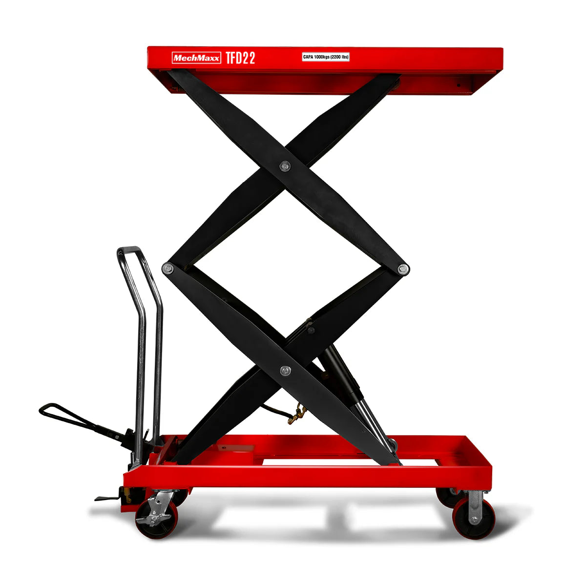 Mobile Double Scissor Lift Table Cart 2200lbs Capacity, Platform Size, 47.2” x 24”, Height 66.9” , TFD22