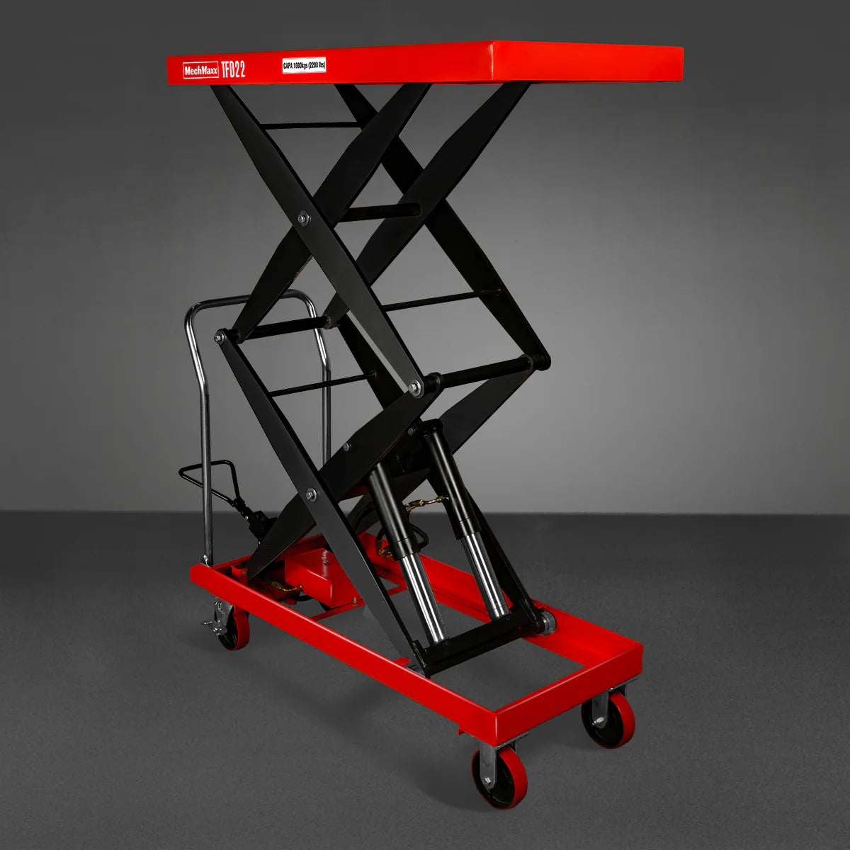 Mobile Double Scissor Lift Table Cart 2200lbs Capacity, Platform Size, 47.2” x 24”, Height 66.9” , TFD22