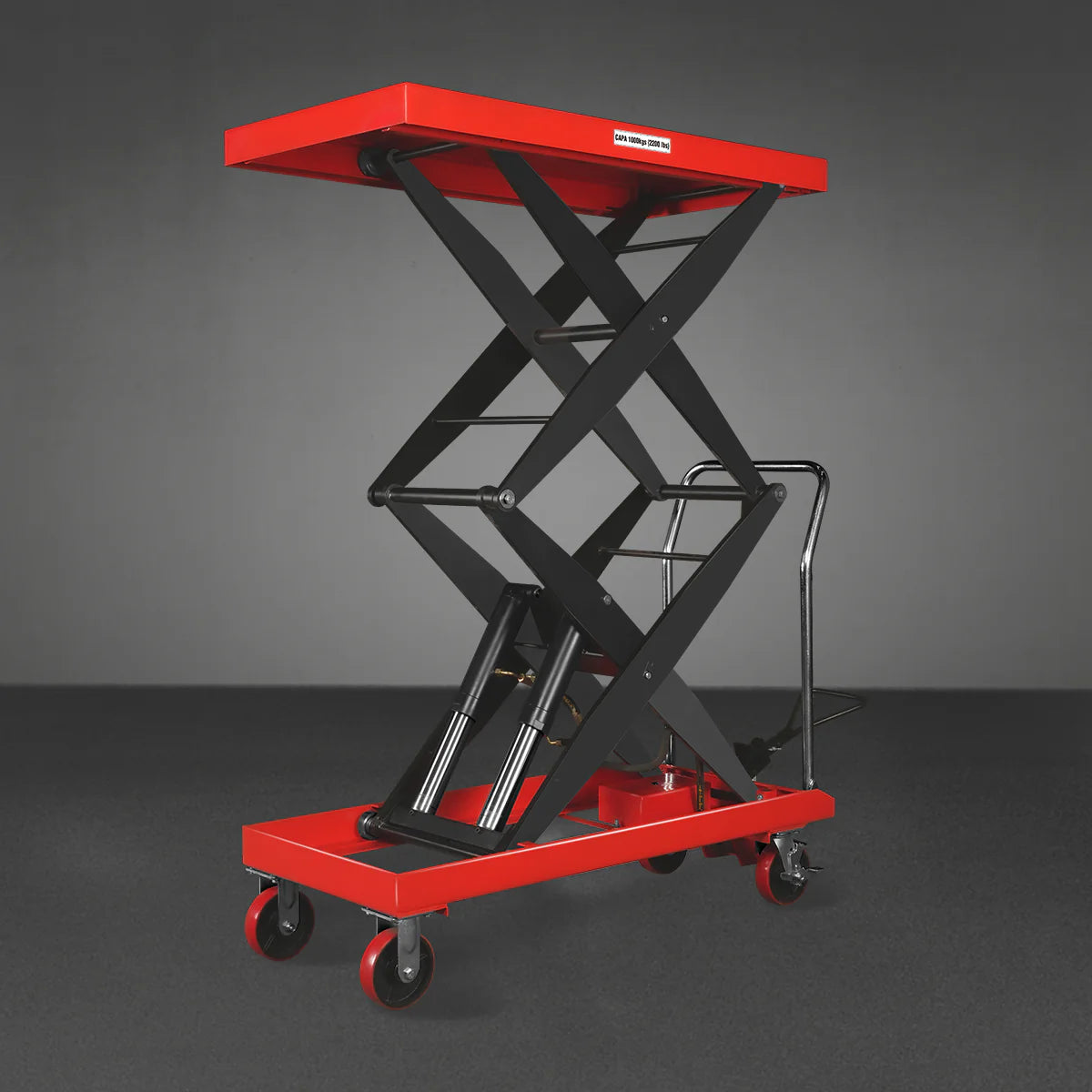 Mobile Double Scissor Lift Table Cart 2200lbs Capacity, Platform Size, 47.2” x 24”, Height 66.9” , TFD22