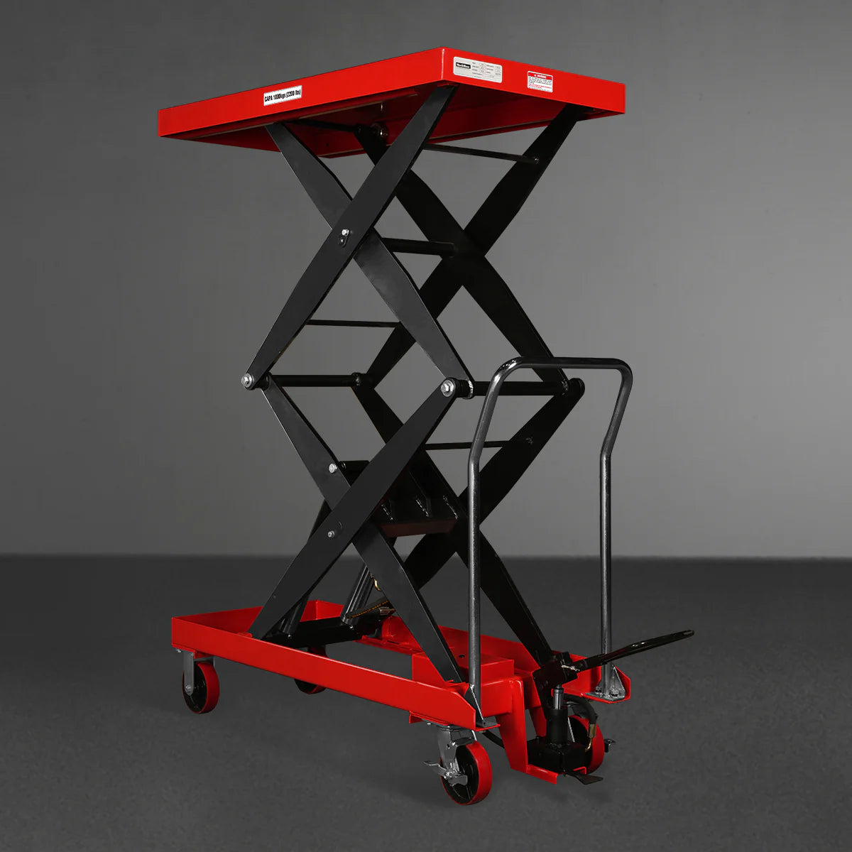 Mobile Double Scissor Lift Table Cart 2200lbs Capacity, Platform Size, 47.2” x 24”, Height 66.9” , TFD22