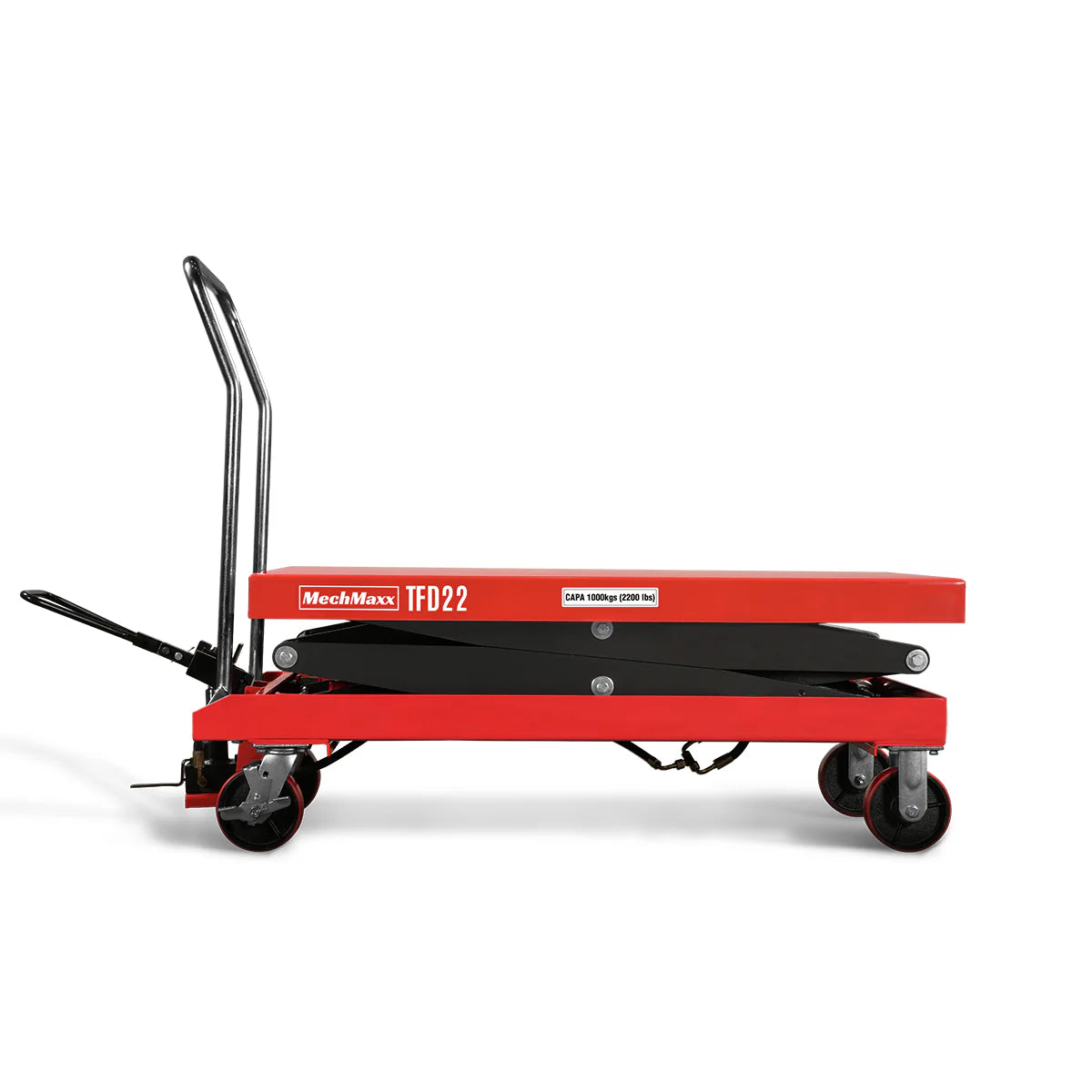 Mobile Double Scissor Lift Table Cart 2200lbs Capacity, Platform Size, 47.2” x 24”, Height 66.9” , TFD22