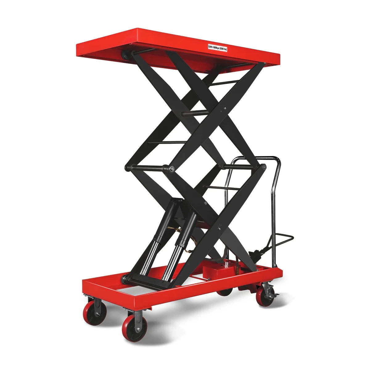 Mobile Double Scissor Lift Table Cart 2200lbs Capacity, Platform Size, 47.2” x 24”, Height 66.9” , TFD22