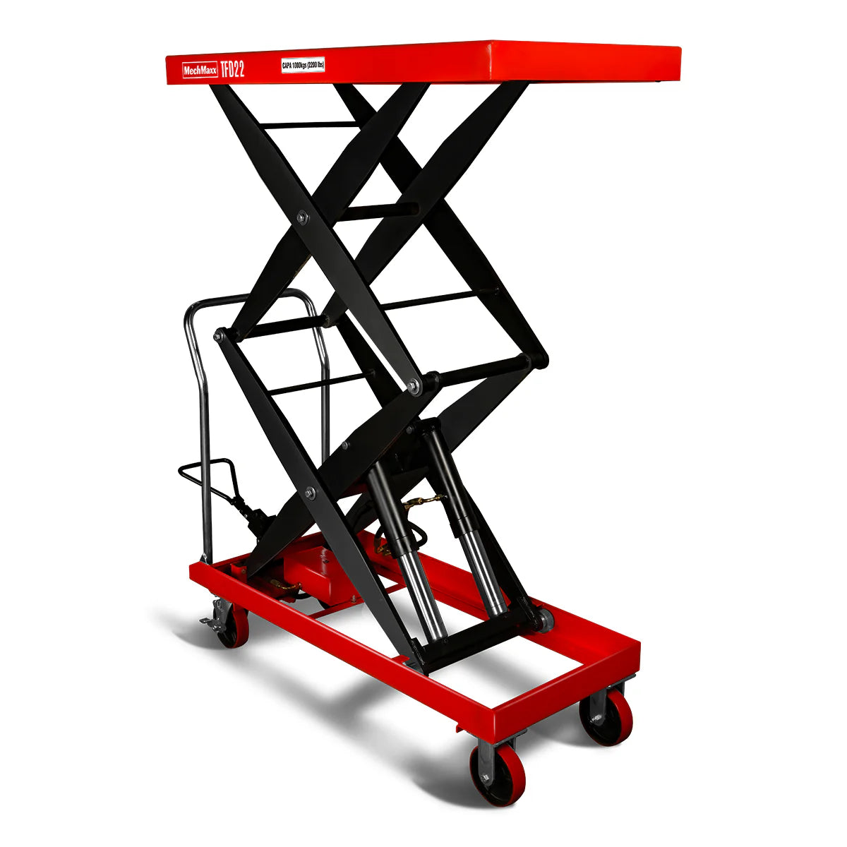 Mobile Double Scissor Lift Table Cart 2200lbs Capacity, Platform Size, 47.2” x 24”, Height 66.9” , TFD22