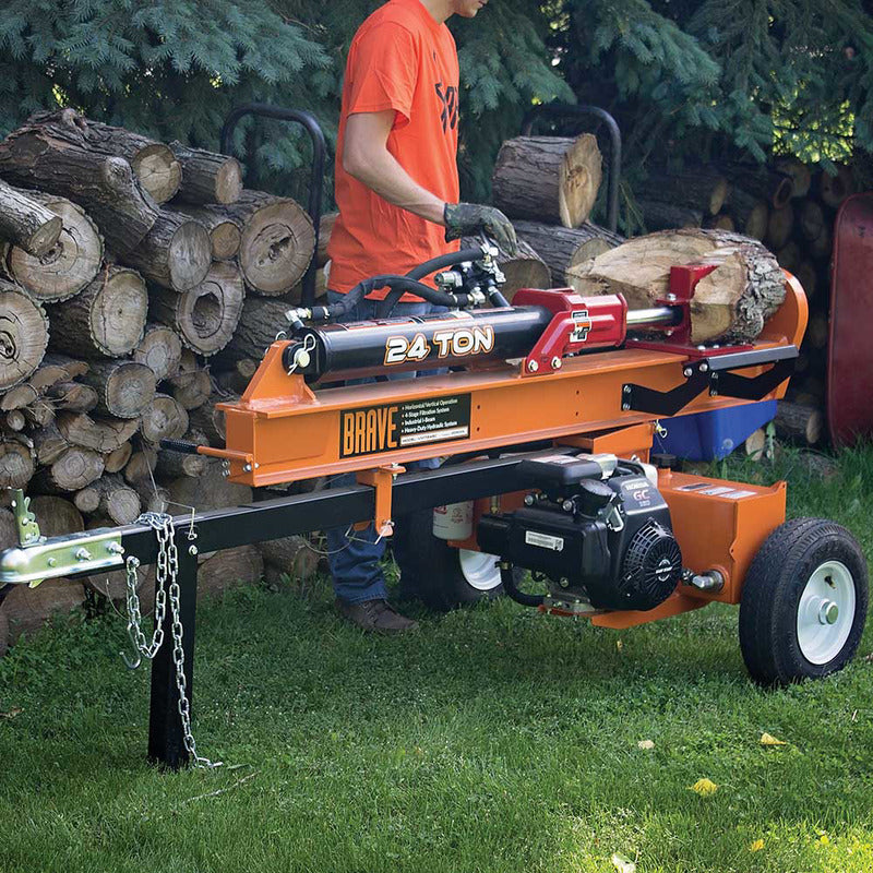 Brave Horizontal / Vertical Tow-Behind Log Splitter Series | 24-Ton, 30-Ton ,37-Ton | Honda Engines
