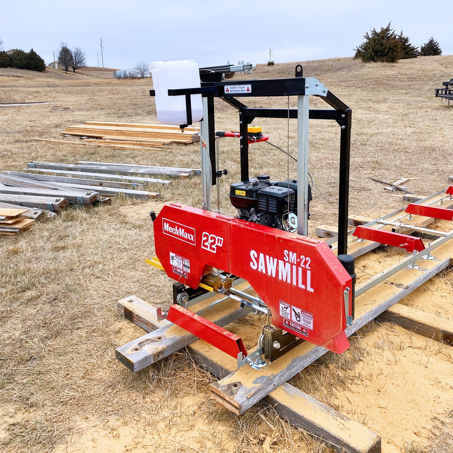 22" Portable Sawmill, 270cc 9HP Gasoline Engine, 20" Board Width, 13' Track Length , SM-22
